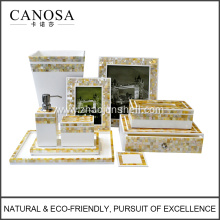 Mosaic Bathroom Accessory Set with Golden Lip Shell